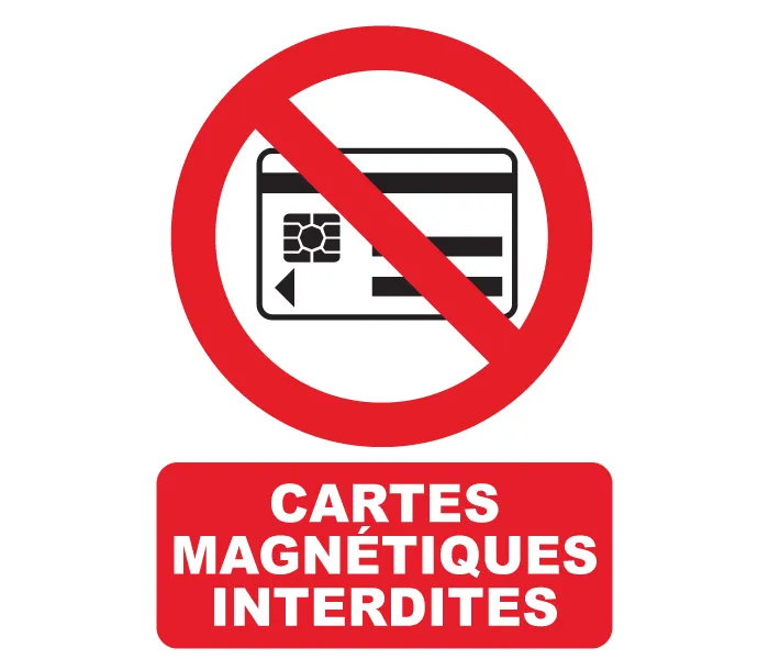 Autocollant cartes magnétiques interdites