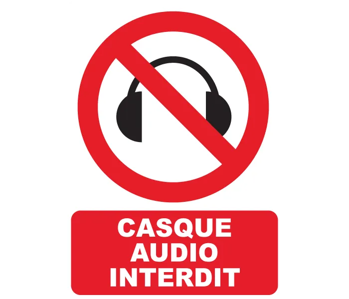 Autocollant Panneau Casque audio interdit