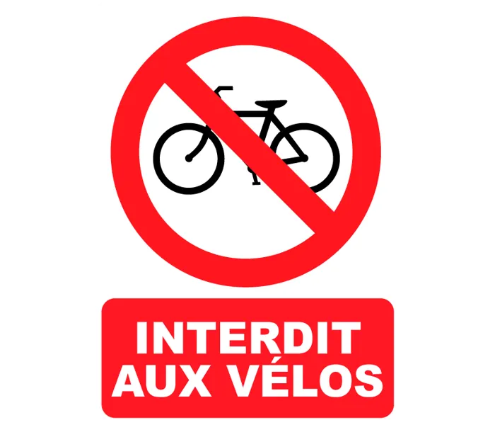 Autocollant Panneau Interdit aux Vélos