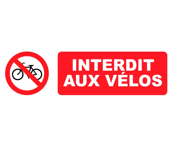 Autocollant Pictogramme Interdit aux Vélos