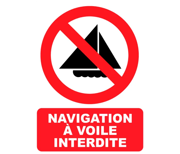 Autocollant Panneau navigation à voile interdite