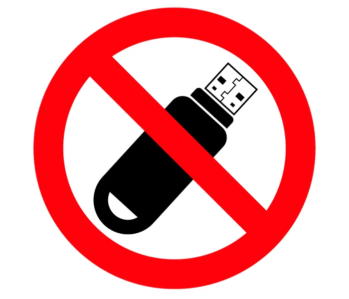 Autocollant Interdit d'utiliser le port USB