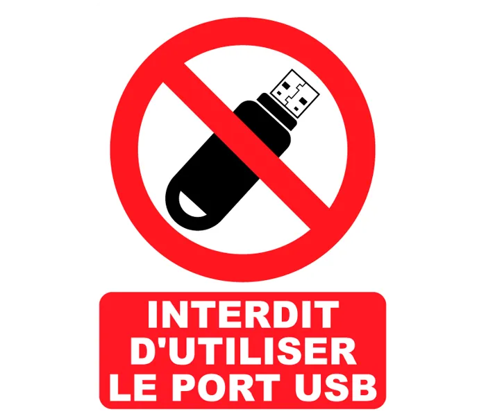 Autocollant Pictogramme Interdit d'utiliser le port USB