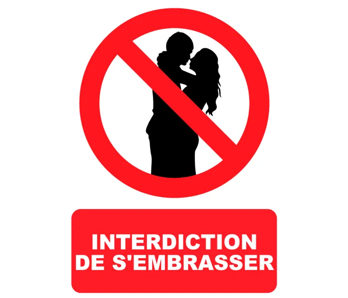 Autocollant Panneau interdiction de s'embrasser