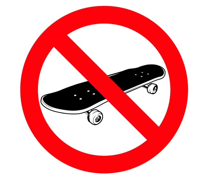 Autocollant Planche à Roulettes interdit