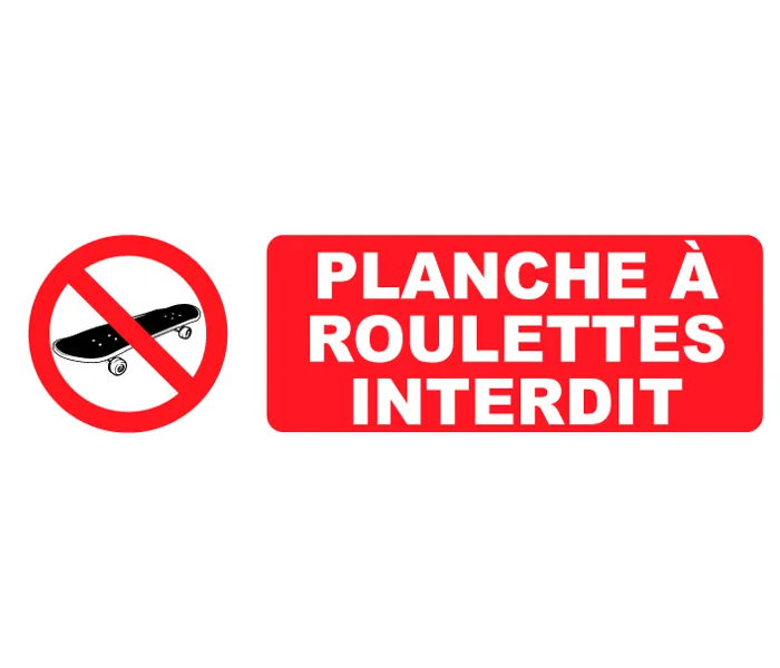 Autocollant Pictogramme Planche à Roulettes interdit