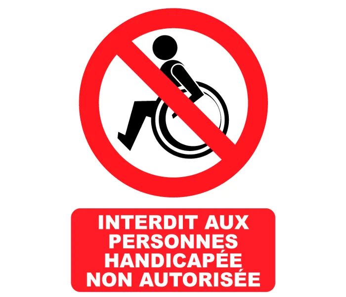 Autocollant Panneau Interdit Aux Personnes Handicapée Non Autorisée