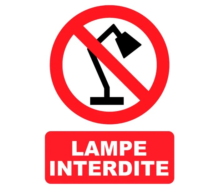 Autocollant Panneau Lampe interdite