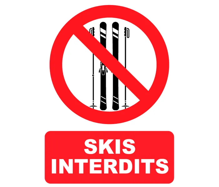 Autocollant Panneau Skis Interdits