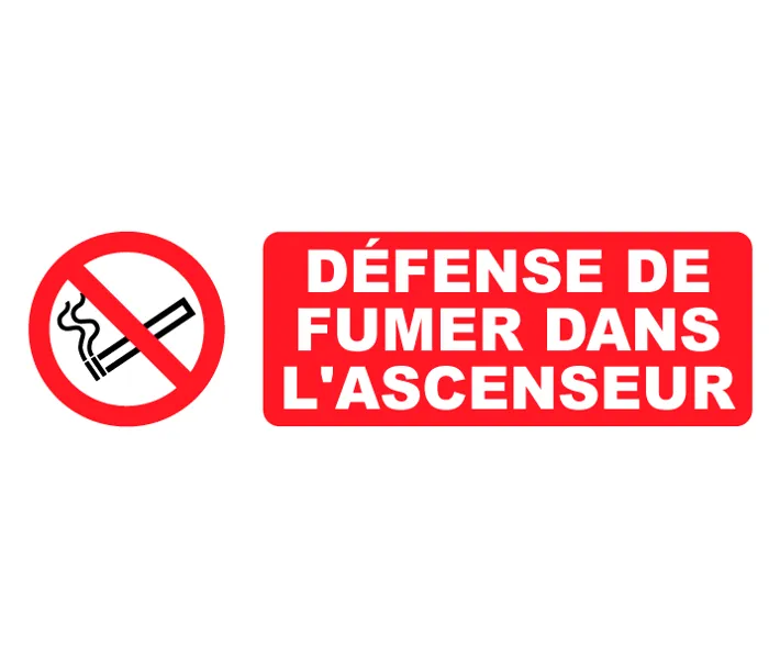 Autocollant Pictogramme Défense de fumer dans ascenseur