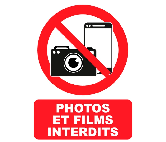 Autocollant Panneau Photos et films interdits
