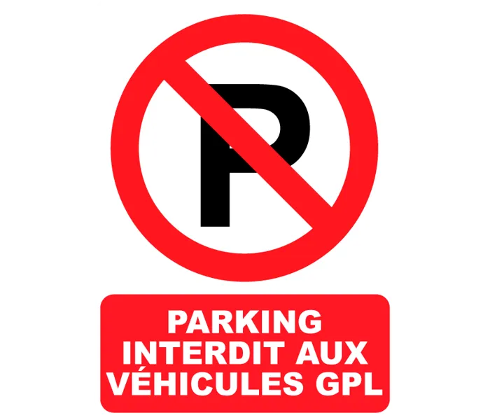 Autocollant Panneau Parking interdit aux véhicules GPL