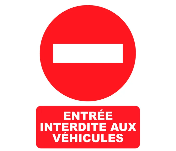 Autocollant Panneau Entrée interdite aux véhicules