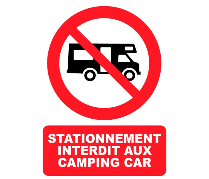 Autocollant Panneau Stationnement interdit aux camping car