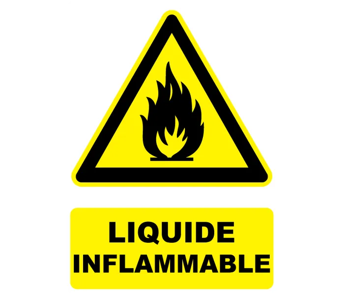 Autocollant Panneau danger liquide inflammable