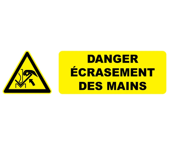 Autocollant Pictogramme Danger écrasement des mains