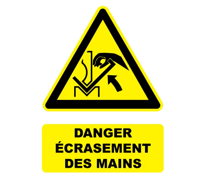 Autocollant Panneau Danger écrasement des mains