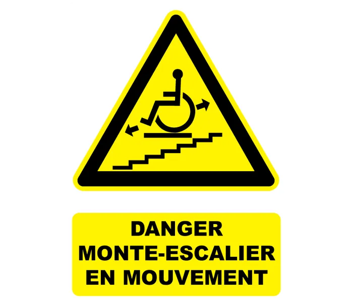Autocollant Panneau danger monte-escalier en mouvement
