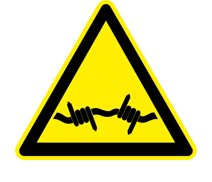 Autocollant Danger fil barbelé