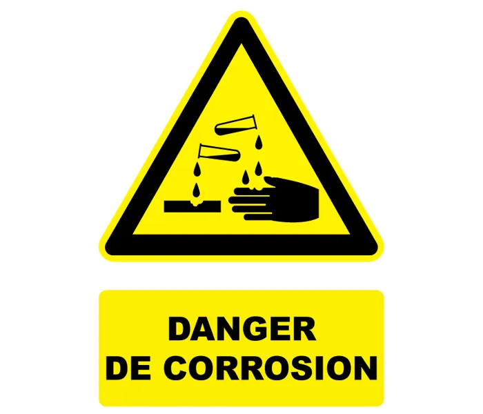 Autocollant Panneau danger de corrosion