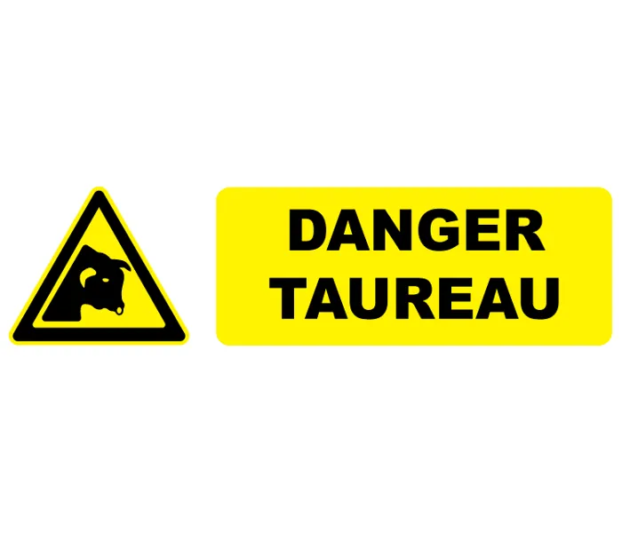 Autocollant Pictogramme danger taureau