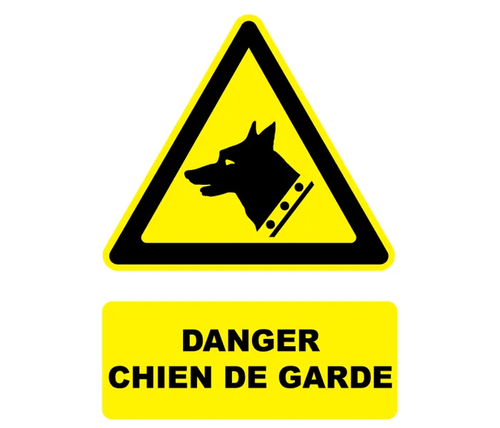 Autocollant Panneau danger chien de garde