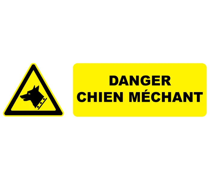 Autocollant Pictogramme danger chien méchant