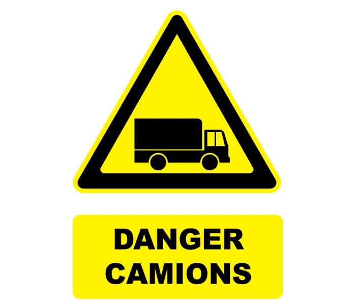 Autocollant Panneau danger camions