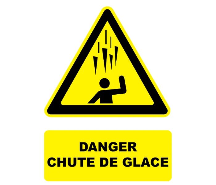 Autocollant Panneau danger chute de glace