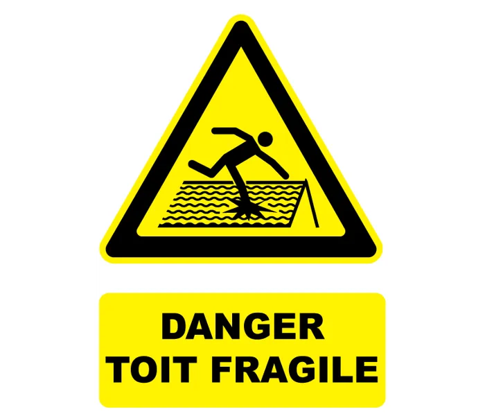 Autocollant Panneau danger toit fragile