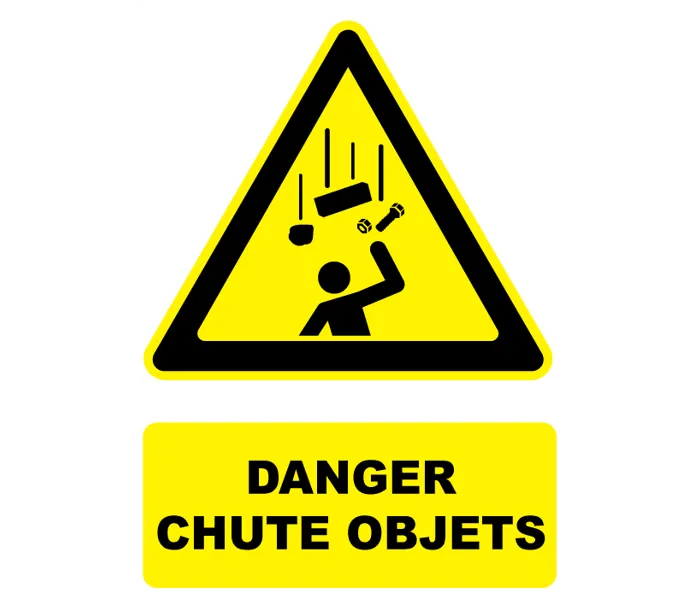 Autocollant Panneau danger toit fragilePanneau danger chute d'objets