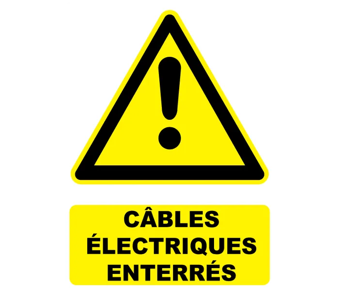 Autocollant Panneau danger câbles électriques enterrés