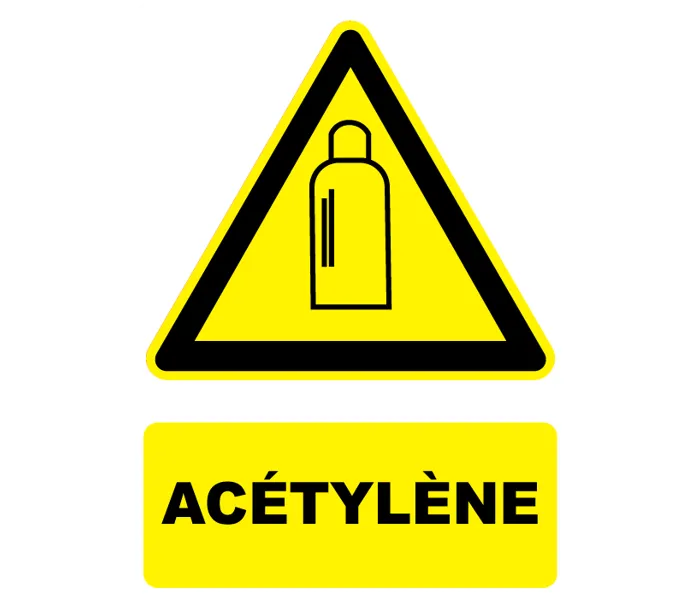 Autocollant Panneau danger acétylène