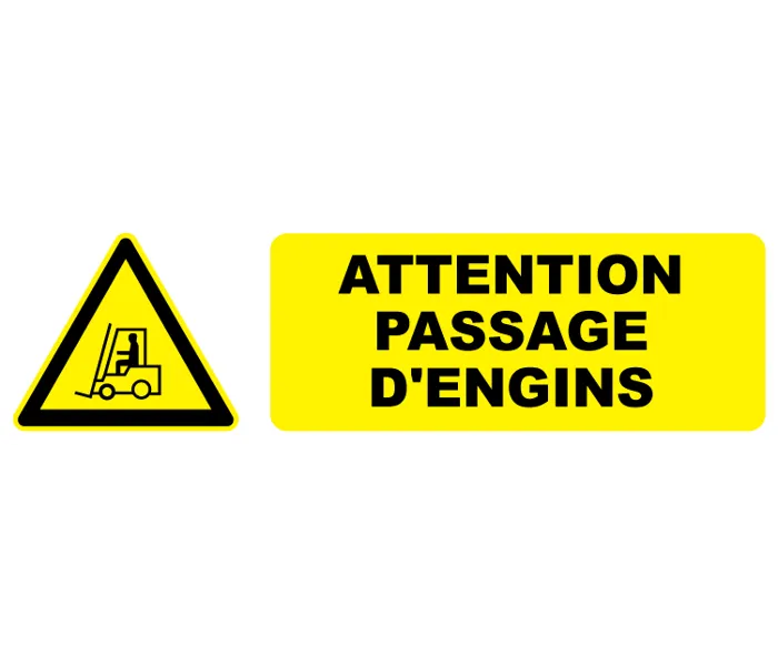 Autocollant Pictogramme attention passage d'engins