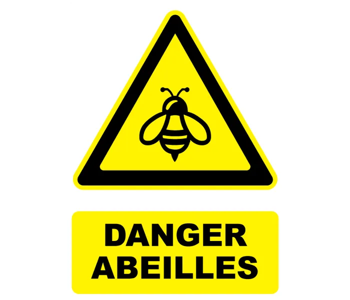 Autocollant Panneau Danger abeilles