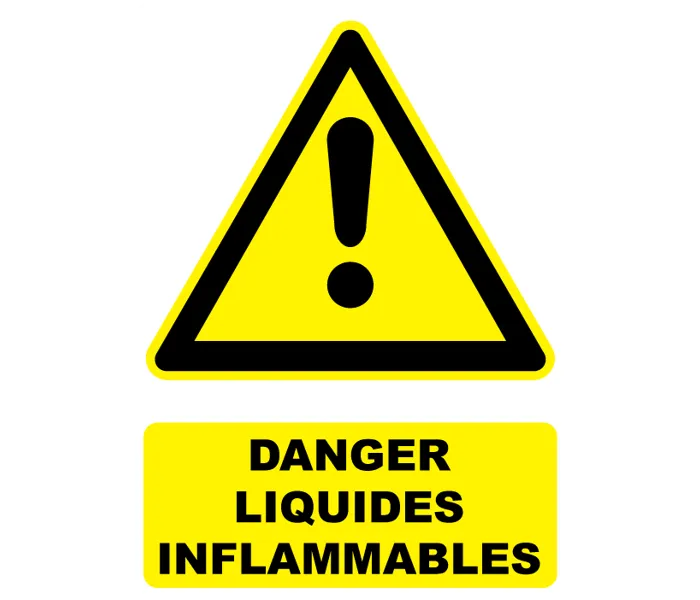 Autocollant Panneau danger liquides inflammables