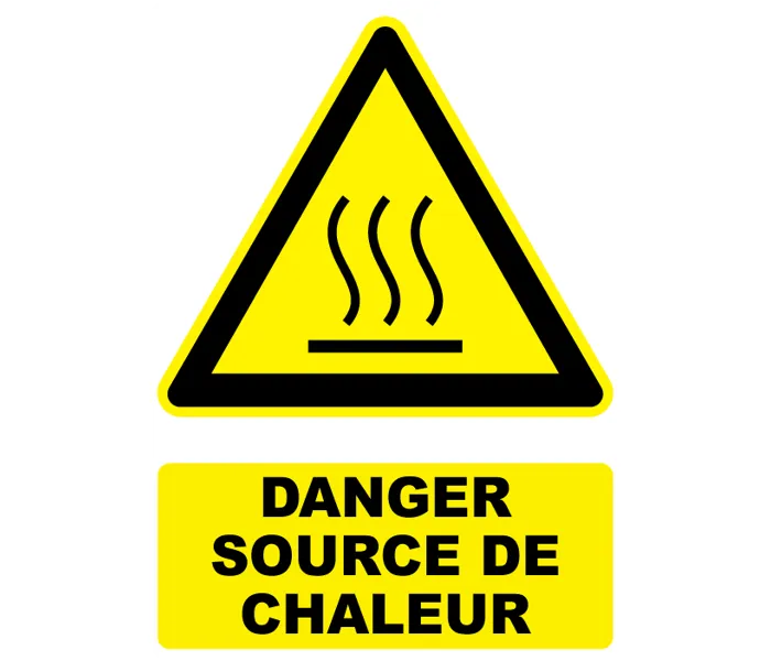 Autocollant Panneau danger source de chaleur