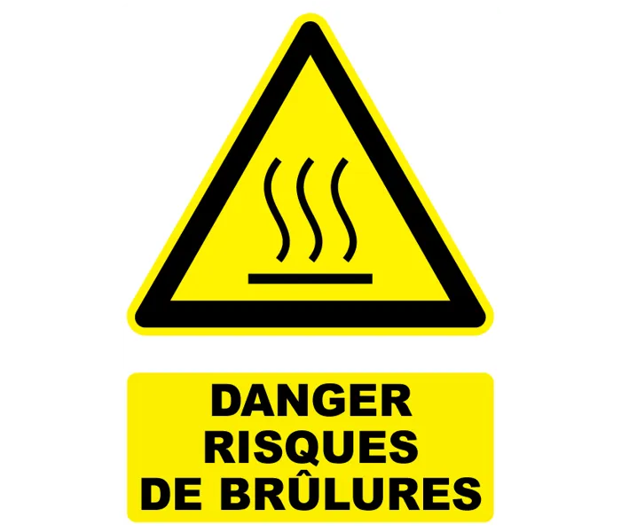 Autocollant Panneau danger risques de bûlures