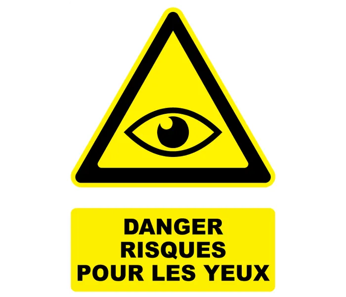 Autocollant Panneau danger risques pour les yeux