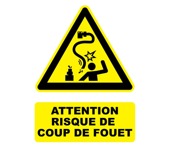 Autocollant Panneau attention risque de coup de fouet