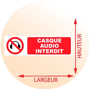 Autocollant Pictogramme Casque audio interdit - Zone Signaletique