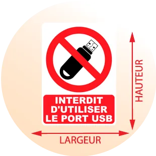 Autocollant Pictogramme Interdit d'utiliser le port USB - Zone Signaletique