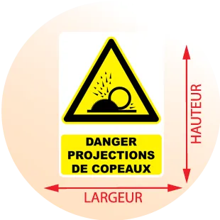 Autocollant Panneau danger projections de copeaux - Zone Signaletique