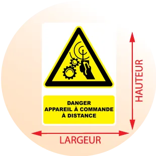 Autocollant Panneau danger appareil à commande à distance - Zone Signaletique