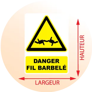 Autocollant Panneau danger fil barbelé - Zone Signaletique