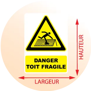 Autocollant Panneau danger toit fragile - Zone Signaletique