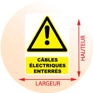 Autocollant Panneau danger câbles électriques enterrés - Zone Signaletique